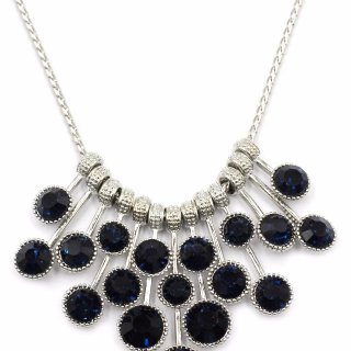 Photo of Fashion pendant silver circle blue crystal necklace