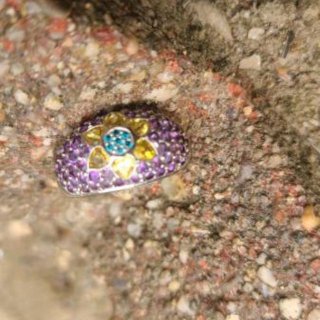 Photo of 14 K white gold citrine amethyst and blue topaz mosaic flower ring YOU PUT the FUNK in FUNKY