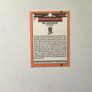 Photo of 1989 Donruss Bo Jackson Diamond Kings baseball card , Rare