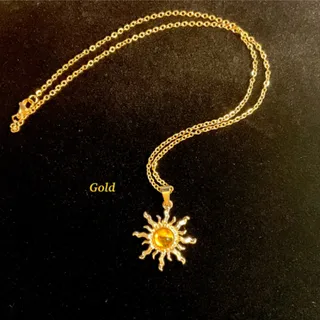 Photo of 18k Gold Sun Necklace with GOLD color center,Gold plated stainless steel