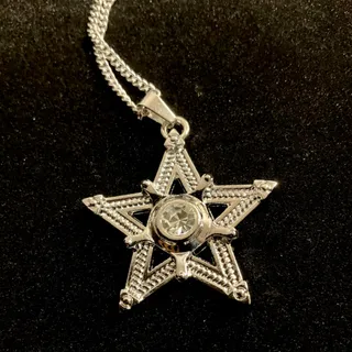 Photo of Bling Star Necklace Tarnish Free,star with clear crystal center,mens jewelry womens jewelry,unisex jewelry,hip hop,goth,punk.alternative jewelry MADE to LAST