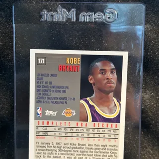 Photo of Topps rookie of Kobe Bryant 1996-1997