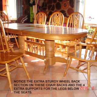 Photo of Wooden Ceramic Top Pedestal Table & Eight Chairs (2 Captain Chairs)
