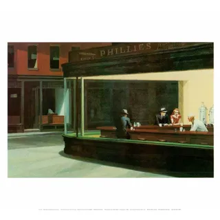 Photo of "Nighthawks" by Edward Hopper 1942 Painting 12 x 16 Canvas Art Print New NIB