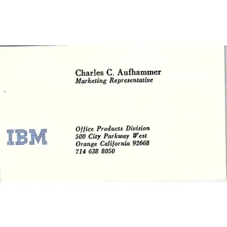 Photo of IBM Charles C. Aufhammer Orange California Vintage Business Card SF3-B4