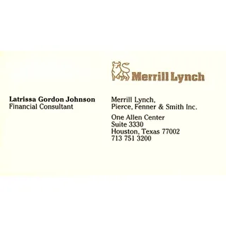 Photo of Merrill Lynch Latrissa Gordon Johnson Houston Texas Vintage Business Card SB4-B1