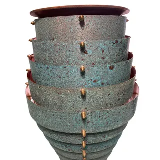 Photo of Original Frank Stone Art Hanging Light Fixture Copper Brutalist MCM Signed 21"