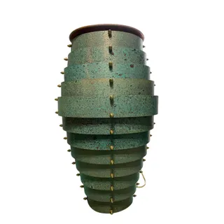 Photo of Original Frank Stone Art Hanging Light Fixture Copper Brutalist MCM Signed 21"