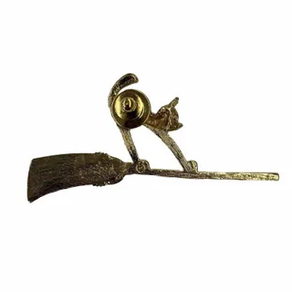Photo of Avon Gold-Tone Halloween Bewitching Cat on Broom Pin