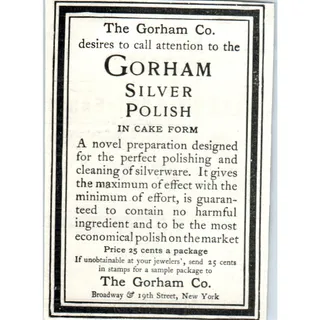 Photo of Gorham Silver Polish in Cake Form The Gorham Co. NY - 1903 Original Ad TJ7-L