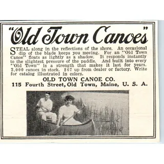 Photo of Old Town Canoe Co. Old Town Maine - 1921 Original Ad TJ7-S8