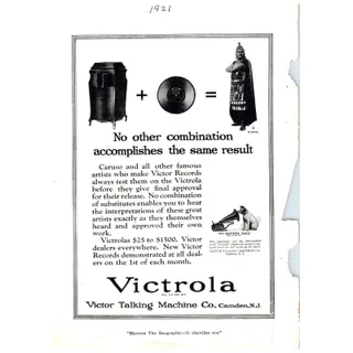 Photo of Original 1920s Victrola Victor Talking Machine Magazine Ad Camden NJ AD8-4