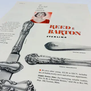 Photo of 1949 Ad Reed & Barton Sterling Silverware 12.5 x 9.5” TA8