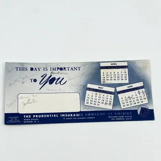Photo of 1950 Blotter Card Prudential Insurance Company Newark NJ SC6