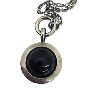 Photo of Soho Design Silvertone 32" Necklace Black 2 3/4" Sphere Pendant