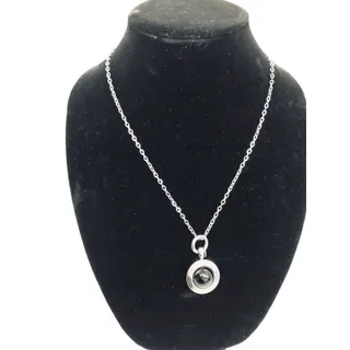 Photo of Soho Design Silvertone 32" Necklace Black 2 3/4" Sphere Pendant