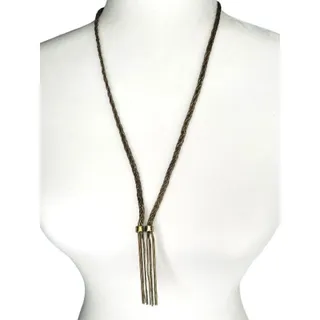 Photo of Steve Madden Antiqued Look Silvertone 26" Lariat Style Braided Chain
