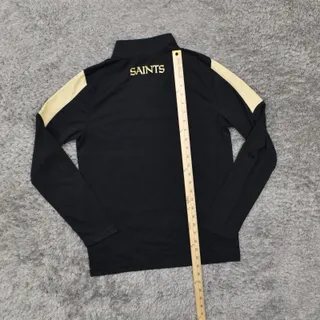 Photo of NEW NFL Saints Size YOUTH L Pullover Sweater half zipper Black Polyester Long Sl