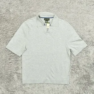 Photo of NEW Eddie Bauer Men's Adult Size S Polo Supima Sweater Gray Cotton Short Sleeve
