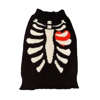 Photo of Large Skeleton With Heart Knit Pet Sweater 14.5" x 9.5"