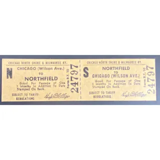 Photo of Chicago and North Shore & Milwaukee RY Ticket Northfield to Wilson Ave. #24797