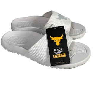 Photo of New UNDER ARMOUR Project Rock Cushioned White Michelin Slides Men's Size 8 NWT