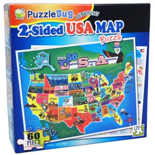 Photo of PuzzleBug 2 -Sided USA Map Learning Puzzle
