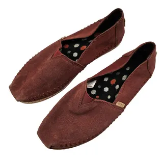 Photo of Toms Womens Sz 7.5 Classic Slip On Suede Shoes Brick Red