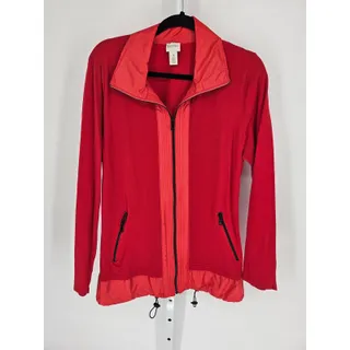 Photo of Zenergy By Chico's Women's Long Sleeve Full Zipper Red Collared Jacket Size 3