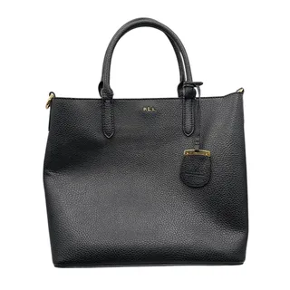 Photo of Lauren Ralph Lauren ANDOVER MINI TOTE Black Pebbled Vegan Gold Accents