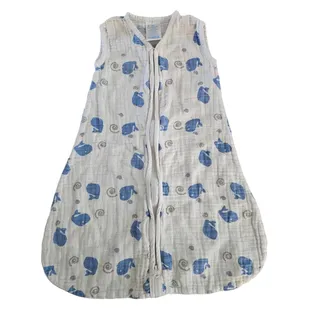 Photo of Little Journey Baby Sz S Muslin Sleep Sack White Blue Whale Print Unisex