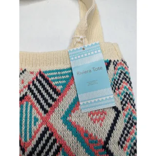 Photo of Kevia Style Riviera Tote Shoulder Bag Aztec Design Knit NEW
