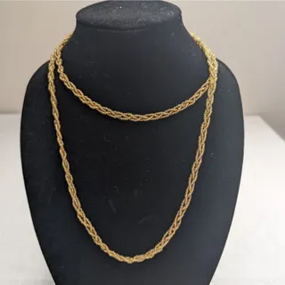 Photo of Vintage 1980s Seed Bead Gold Braided Chain Style Necklace