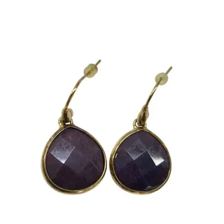 Photo of Goldtone Purple Fish Hook Earrings 1.2 Inch Drop Dangle