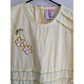 Photo of Vintage D Rosy Girls Sz 6 Light Yellow Cotton embroidered Dress Floral