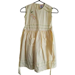 Photo of Vintage D Rosy Girls Sz 6 Light Yellow Cotton embroidered Dress Floral