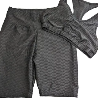 Photo of Sy Fashion Activewear Womens Sz S Athletic Shorts Sports Bra Set Black