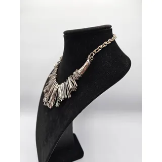 Photo of Vintage 1970s Silver Tone Statement Piece Necklace Multi Stick Boho Art to Wear