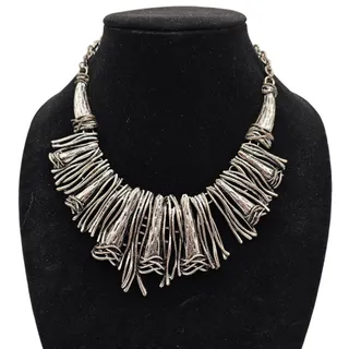 Photo of Vintage 1970s Silver Tone Statement Piece Necklace Multi Stick Boho Art to Wear
