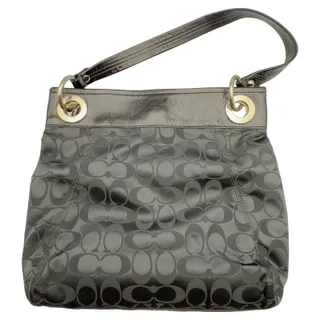 Photo of Coach Ashley Signature Logo Sateen Black Crossbody Shoulder Bag F17599