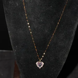 Photo of Brass or Bronze Chrome Purple Heart Crystal Necklace