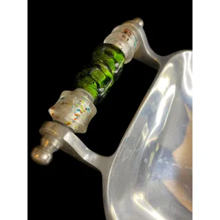Photo of Wild Eye Designs Metal Serving Dish Small Green Bead Handles