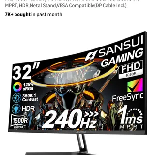 Photo of SANSUI 32 Inch Curved 240Hz Gaming Monitor High Refresh Rate, FHD 1080P Gaming PC Monitor HDMI DP1.4, Curved 1500R, 1Ms MPRT, HDR,Metal Stand,VESA Compatible(DP Cable Incl.)