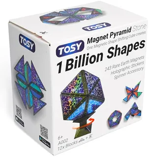 Photo of TOSY Magnet Pyramid Stone – 1 Cube Transforms into 1 Billion Shapes, 14 pcs (12 Puzzle pcs and 2 Spinners),