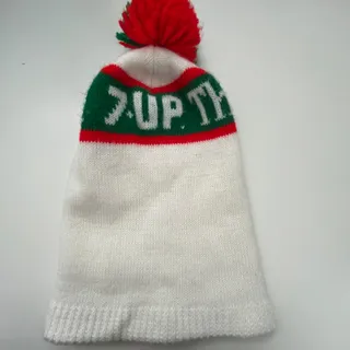 Photo of Vintage 1970s Knit Tootsie Roll Stocking Cap Beanie Hat With Pompom TF9