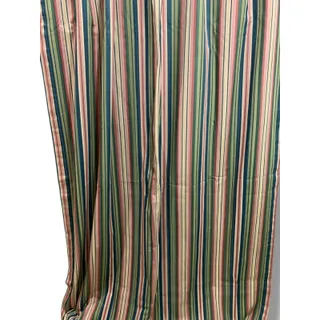 Photo of Set of 2 Curtain Panels Rod Pocket Striped Cotton Lined 47" x 82"