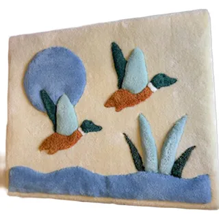 Photo of Vintage Frank Lane Sculptured Wall Decor Fiber Art Ducks 37"x25" Retro MCM Decor