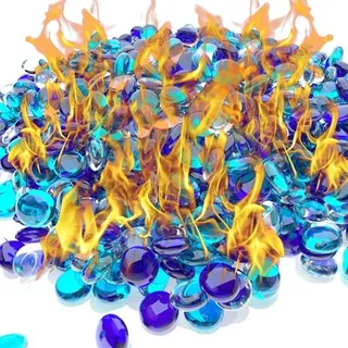 Photo of 20 lb Reflective Fire Glass, 1/2 inch Blue Mix