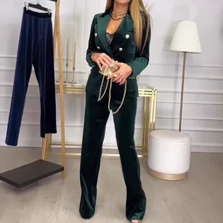 Photo of Women's Velvet Double Breasted Set