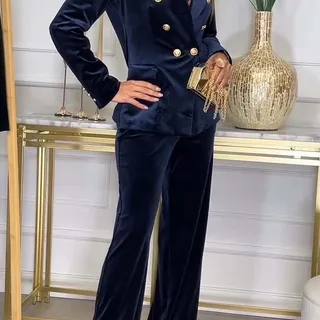 Photo of Women's Velvet Double Breasted Set